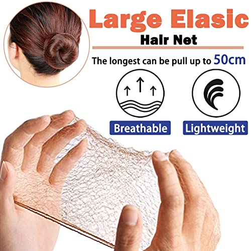 Ballet Hair Net for Girls, Ballet Bun Net Brown Bun Net Invisible Hair Net for Child 50Pcs Ballet Net and 50Pcs Bobby Pins Hair Bun Accessories f