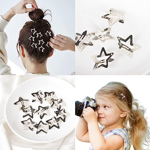Star Hair Clips, 24 Pcs Hollow Star Hair Clips, Non-slip Metal Snap Barrettes, Silver Star Snap Hair Clips, Wedding Hair Accessories, Cute Hair A