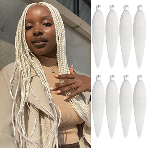 Leeven 3 Packs Pre Stretched Braiding Hair Extension Yaki Texture EZ Braids Hair for Coi Leray Braids Black Braiding Crochet Hair Extensions /30