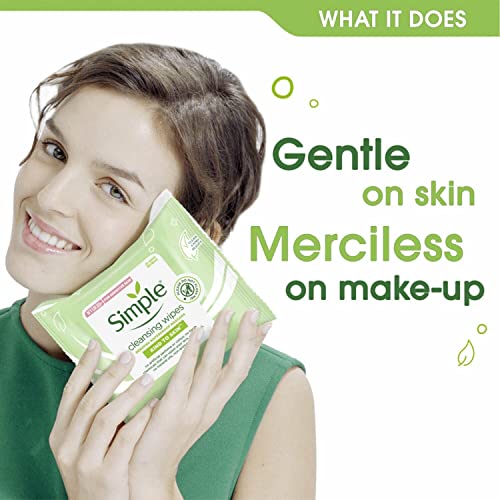 Simple Facial Cleansing Wipes Kind to Skin Sensitive 25's (3 Packs)