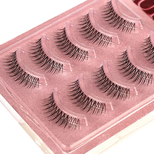 Aupalada False Eyelashes Wispy Lashes Natural Look Clear Band Lashes Pack Light Volume Soft Strip Fake Lashes 5 Pairs Multipack, Tatti lashes, Fa