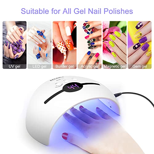 Portable Gel UV LED Nail Lamp,NAILGIRLS 48W UV Nail Lamp for Gel Nails Polish Manicure&Pedicure,UV Lamps for Gel Nails,Professional Salon Curing