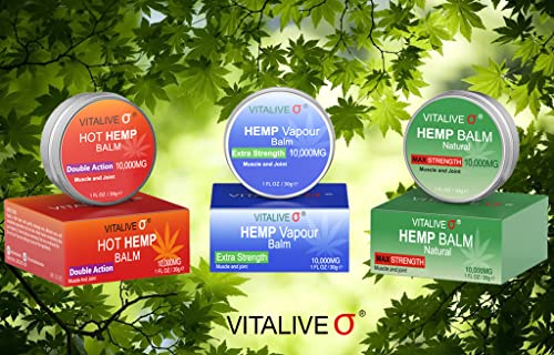 Hot Hemp Cream | Warming Hemp Balm |Hemp Oil Cream | Deep Heat for Knees, Legs, Back, Shoulders, Feet & Body | Natural Herbal Gel | VITALIVE | 30