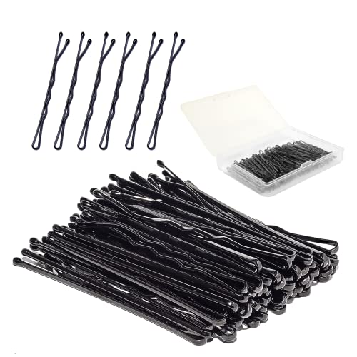 Bellure 150 Pcs Black Bobby Pins with Storage Box Kirby Hair Grips (5.5cm/2.2 in) Hair Pins Good for All Types of Hair Styling Needs for Girls, W