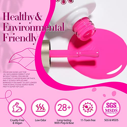 BORN PRETTY Neon Pink Gel Nail Polish,Hot Pink Gel Polish Bright Pink Long Lasting Chip Resistant 10 ml Soak Off U V LED Nail Lamp Halloween Gel