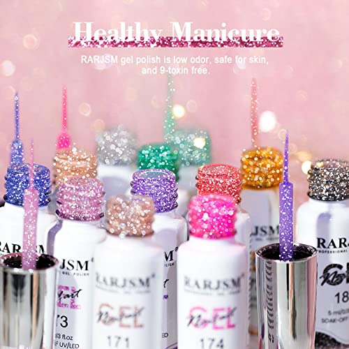 RARJSM Gel Liner Nail Art Reflective Glitter Flash Diamond Liner Gel Polish 12 Colors 5ml Sparkle Silver Hot Pink Black Pigment Painted Stripe Br