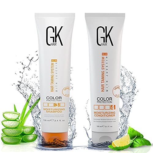 GK HAIR Global Keratin Moisturizing Shampoo and Conditioner Sets (3.4 Fl Oz/100ml) for Color Treated Hair - Daily Use Cleansing Dry to Normal Sul