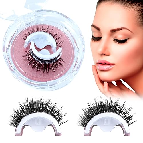 AWAVM False Eyelashes,1 Pair False Eyelashes Natural,Wispy Eyelashes,Self Adhesive Eyelashes,Reusable 3D Lashes,Self Stick Lashes Reusable Waterp