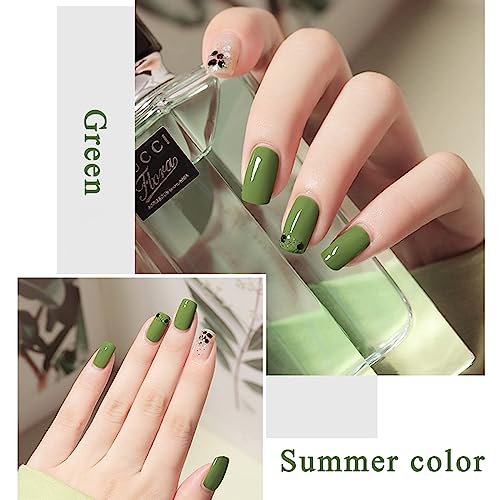 Green Nail Polish - Matcha Green Nail Varnish - Neutral Color Nail Varnish, Quick Dry Breathable Nail Polish Long Lasting Nail Varnish Gel No Nee