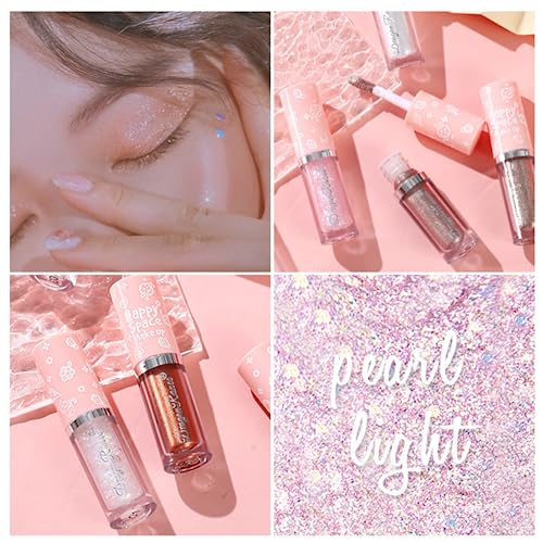 Glitter Eyeshadow - Shimmer White Cream Eyeshadow Stick - Diamond Liquid Blendable Sparkly Eye Make-up - Long Lasting Waterproof Highly Pigmented