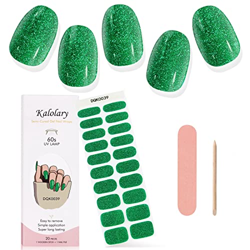 Kalolary Gel Nail Polish Strips, Semi Cured Nail Gel Art Sticker Waterproof Full Nail Wraps Decal Sets with Nail File and Stick for Women Girls N