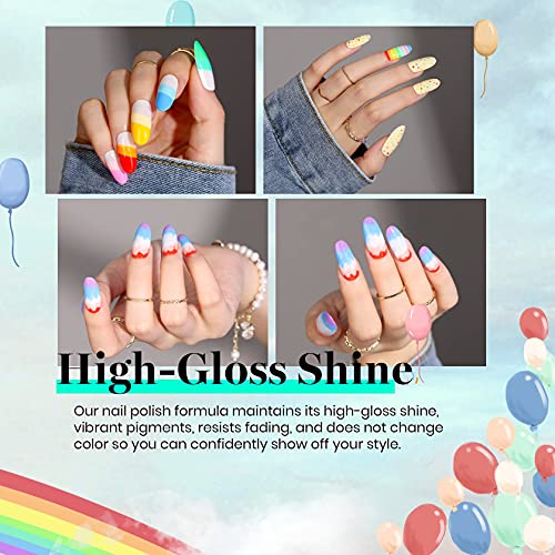 Beetles Gel Nail Polish Kit 20 Colors with 3Pcs Base Gel Glossy & Matte Top Coat Romance Rebellion, 2023 Summer Trendy Pink Red Blue Purple Glitt