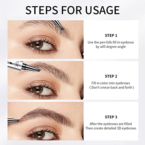 Eyebrow Pencil - Waterproof Tattoo Brow Pen With Fork Tip Long-Lasting Brow Tint For Makeup Rapid Natural Brow Beginners (DARK BROWN)