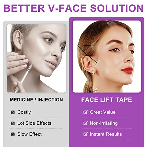 Face Lift Tape, 60 Pcs Face Tape Lifting Invisible, Eye Lift Strips,Face Lifting Tape, Lift Sticker with 8 Fixed Ropes, Make-up Face Lift Band fo
