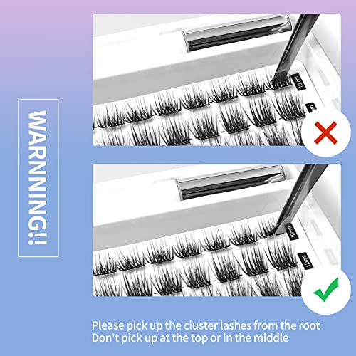 Individual Lashes,Wispy Cluster Lashes 45 Cluster Lashes D Curl DIY Eyelash Extension At Home-Russian Volume Cluster Lashes Mix Length 10/12/14/1