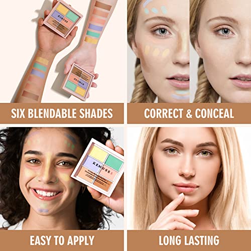 KIMUSE Colour Correcting Palette, Colour Concealer Makeup Palette, Six Shades, Creamy Blendable Texture