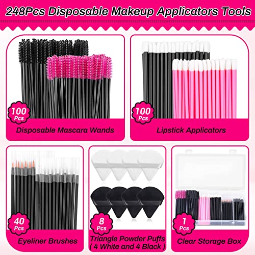 Disposable Makeup Accessories with Makeup Applicators Triangle Makeup Puffs, Mascara wands, Disposable Lip Applicators, Eyeliner Brushes Makeup T