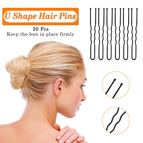 Sularpek Hair Donut Brown, Ring Style Donut Hair Bun Maker with 4 Elastic Hair Ties and 20 Hair Pins for Chignon Hairstyles, Hair Bun Shaper set