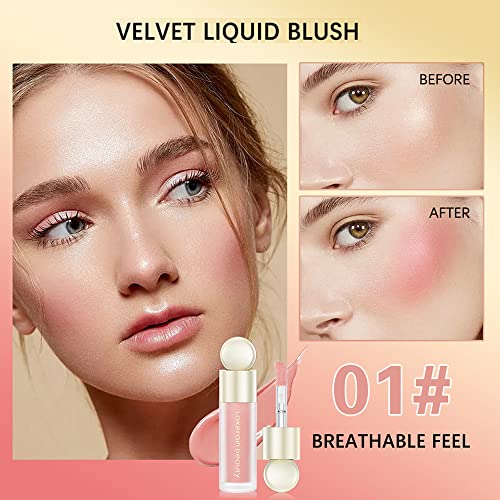 Liquid Blush - Soft Cream Liquid Blush Makeup/Lip and Cheek Blush Tint/Skin Tint Blush/Dewy Face Blush for Cheeks (#01)