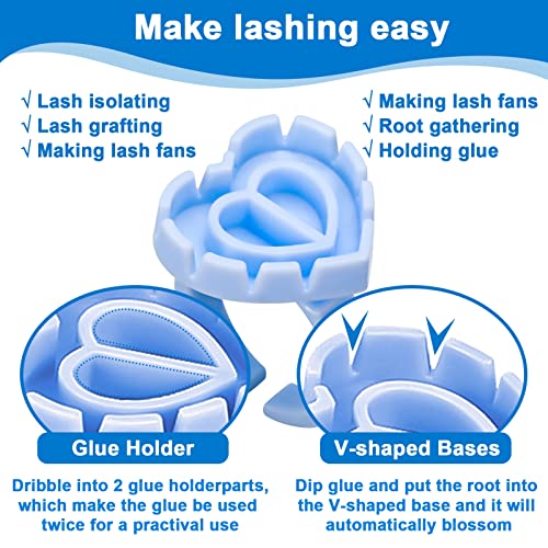 Fuyamp 100 Pcs Lash Glue Holder, Plastic Glue Rings Glue Holder Rings, Love Heart Shaped Lash Glue Rings False Eyelash Glue Ring Cup Lash Volume