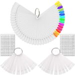 150 Pcs Nail Swatch Sticks with Ring, KINGMAS Clear Nail Art Color Display False Nail Tips Polish Practice Sticks (1~150 Number Posted)