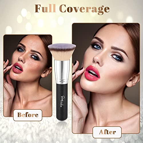 Foundation Brush Flat Top Kabuki Make Up Brush- Start Makers Premium Synthetic Full Coverage Powder Brush- Perfect For Blending Liquid, Cream or