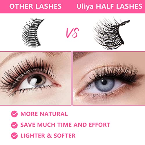 False Eyelashes Natural Look Half Lashes Short Wispy Cat Eye 3D Faux Mink 3/4 Eye Lashes Fake Eyelashes Strip 10 Pairs Pack (B06)