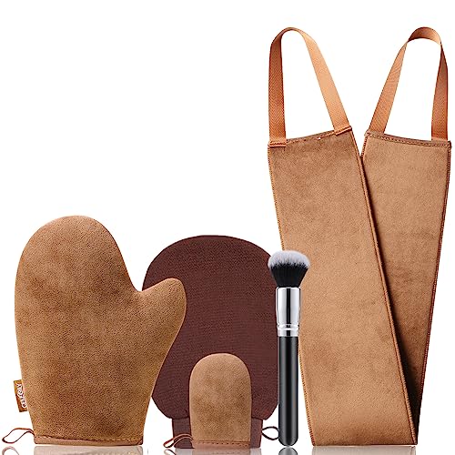 Celecily Fake Tan Mitt Applicator - Self Tanning Mitt Set with velvet Tanning Mitten for Self Tan Mitt, Self Tanner Back Applicator, Face Fake Ta