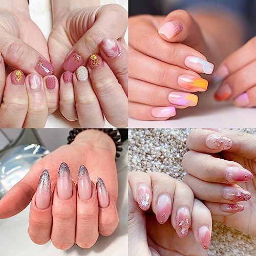 Nail Art Gradient Sponge Brush Applicator with 8Pcs Washable Replacement Sponge Head, Nail Tips Ombre Nails Sponge Brush for UV Gel and False Nai