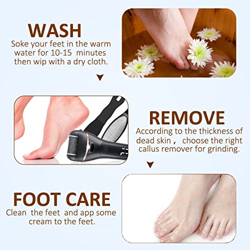 NUTRIOPS Electric Foot File, Callus Remover, Rechargeable Waterproof Hard Skin Remover with 3 Coarse Rollers and 10 in 1 Foot Files Pedicure Kit