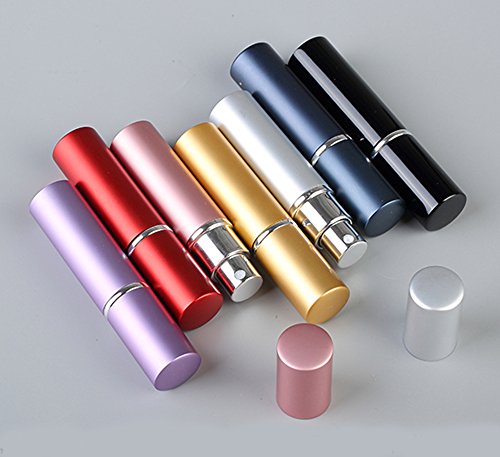 MINGZE 7pcs 10ML Perfume Atomizer, Aluminum Shell Glass Liner Perfume Bottles, Travel Mini Portable Empty Perfume Spray Bottle Dispensers