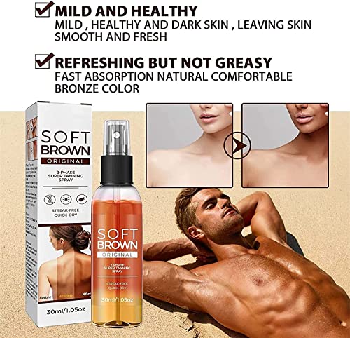 Soft Brown Tanning Spray,Tanning Spray for Out- Door Sun,Deep Sun Tanning Spray Oil, Packed with Ultra Moisturizing Oil, Tanning Spray with Bronz