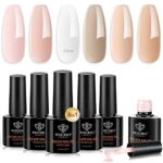 Modelones Builder Nail Gel 6 Colors, 8-in-1 Set for Nails, Hard Strengthener Extension Color Base Rhinestone False Tips Glue in a Bottle, Gifts W