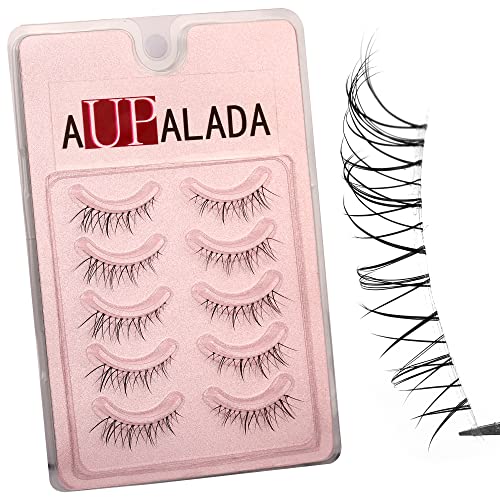 Aupalada False Eyelashes Wispy Lashes Natural Look Clear Band Lashes Pack Light Volume Soft Strip Fake Lashes 5 Pairs Multipack, Tatti lashes, Fa