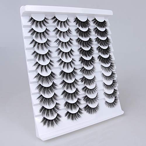 Leipple False Eyelashes 20 Pairs - Professional Reusable 3D Mink Lashes - Natural Waterproof Thick Fluffy Fake Eyelashes Faux Mink Eyelashes (4 S
