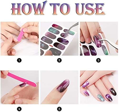 Mwoot 12 Sheets Red Pink Purple Toenails Stickers, Solid Color Full Nail Wraps for Toenails, Toe Nails Polish Strips Stickers, Nail Art Self Adhe