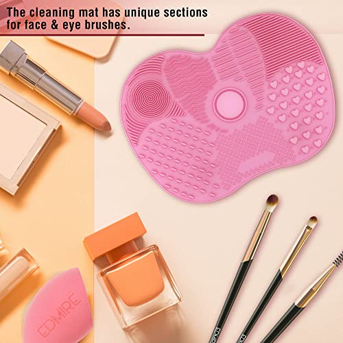 EDMIRE Makeup Brush Cleaner Silicon Pad Scrubber with Suction Cups, Make up Brush Cleaning Mat – Cleans everything from Eyeshadows, Foundations t