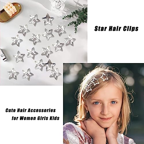Star Hair Clips, 24 Pcs Hollow Star Hair Clips, Non-slip Metal Snap Barrettes, Silver Star Snap Hair Clips, Wedding Hair Accessories, Cute Hair A