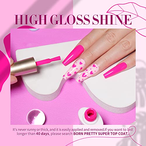 BORN PRETTY Neon Pink Gel Nail Polish,Hot Pink Gel Polish Bright Pink Long Lasting Chip Resistant 10 ml Soak Off U V LED Nail Lamp Halloween Gel