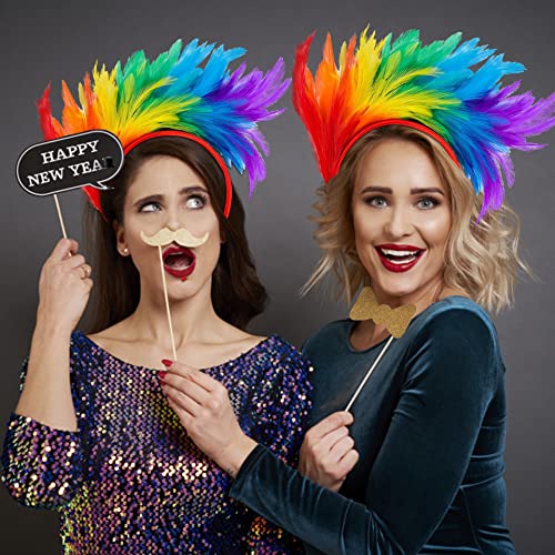 LGBT Gay Pride Accessories, Rainbow Feather Headband, Pride Hair Accessories Costume Accessories Fancy Dress Outfit for Women Girl Aldult