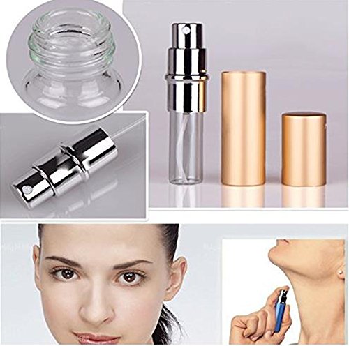 MINGZE 7pcs 10ML Perfume Atomizer, Aluminum Shell Glass Liner Perfume Bottles, Travel Mini Portable Empty Perfume Spray Bottle Dispensers
