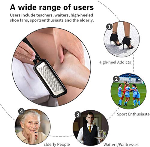 FOLAI Foot Files, Foot File Foot Pedicure Kit, Stainless Steel Foot Files,Stainless Steel File, Foot File Foot Care Pedicure Tool for Both Wet an