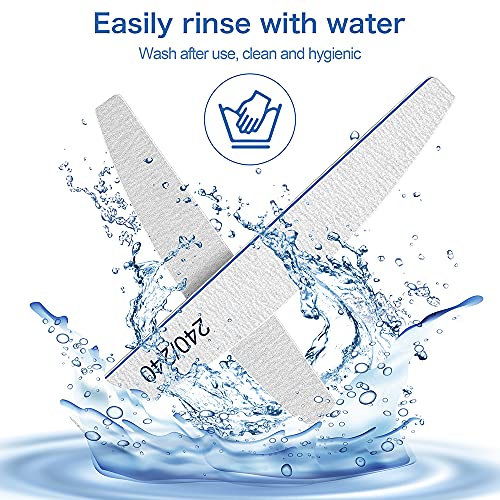 Nail Files, Nail File Professional 240/240 Grit, 12Pcs Nail Files for Natural Nails, Nails File Set Washable and Reusable, Emery Board for Nail G