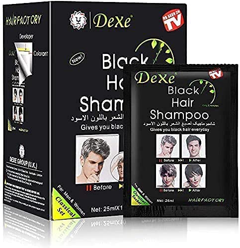 Black Hair Shampoo-Dexe Black Hair Shampoo for Natural Hair,Temporary Instant Hair Dye Maintain for Men and Women Black Color/Easy to Use/Last 30