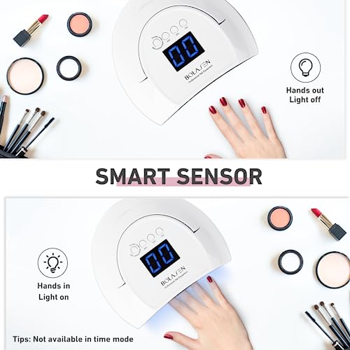 BOLASEN Professional UV Nail Lamp, 80W LED Nail Lamp for Gel Polish, Quick-Drying Nail Dryer Gel Nail Lamp with Metal Base, 42 Beads, 4 Timers &