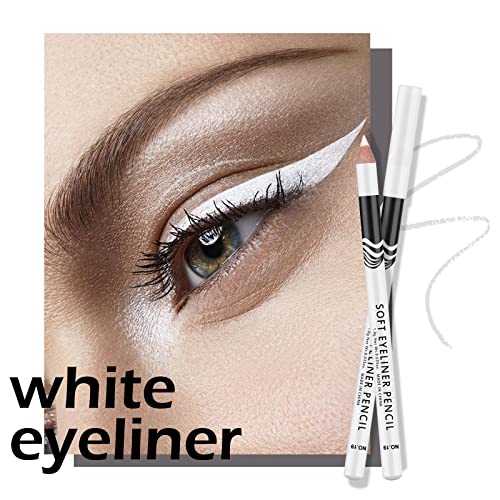 Ownest 12 Packs Professional Highlighter Eye Liner Pen, White Eyeliner Pencil Eye Liner Waterproof Long Lasting Eye Brighten