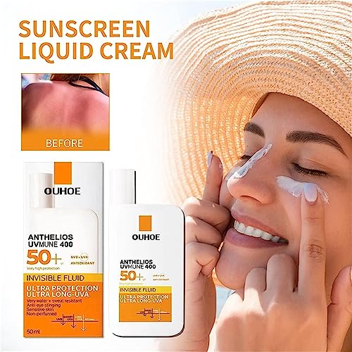 Facial Sun Cream, Face Sunscreen, Anthelios UVmune 400 Invisible Fluid SPF50, 50ml SPF50+ Ultra Protection Invisible Fluid Cream Invisible Fluid