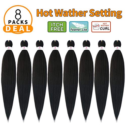 Beyond Beauty EZ Braid Pre Stretched Braiding Hair 8Packs-26inch Professional Yaki Texture Synthetic Hair(#1B)