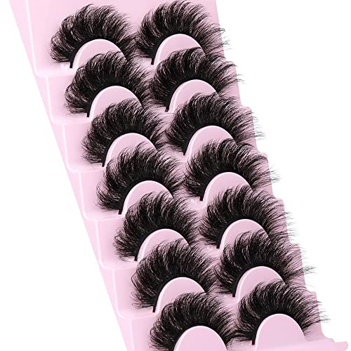 Fake Eyelashes Fluffy Volume Thick Lashes Faux Mink 20MM Long Dramatic False Eyelashes Full 5D Big Reusable Eye Lashes Pack 7 Pairs by ALICROWN