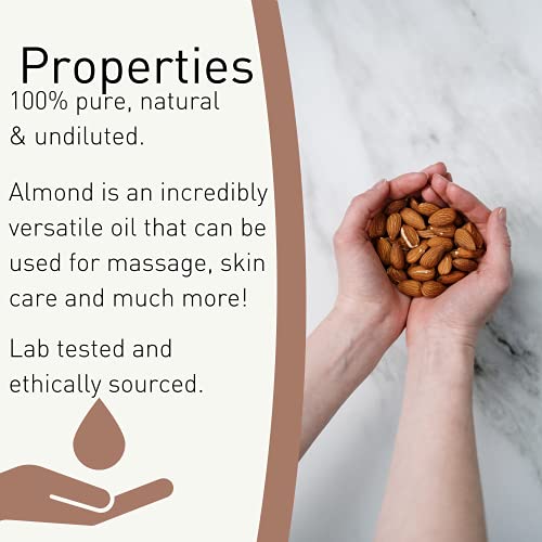 SENSOLI Sweet Almond Oil 100ml - Natural Unscented Moisturising Oil for Hair and Skin Care - in Glass Bottle